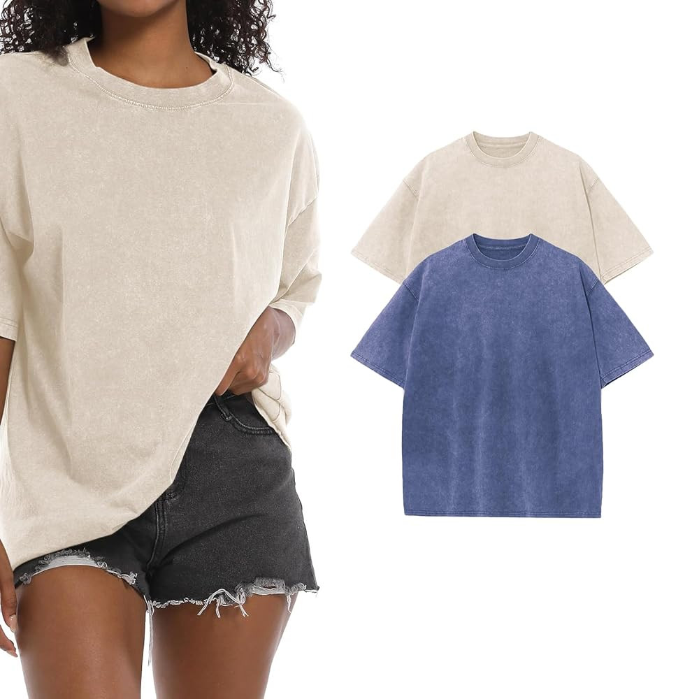 BINTEHGS Oversized Grunge Vintage t Shirts for Women Short Sleeve Cotton Casual Baggy Tees Teens ... | Amazon (US)