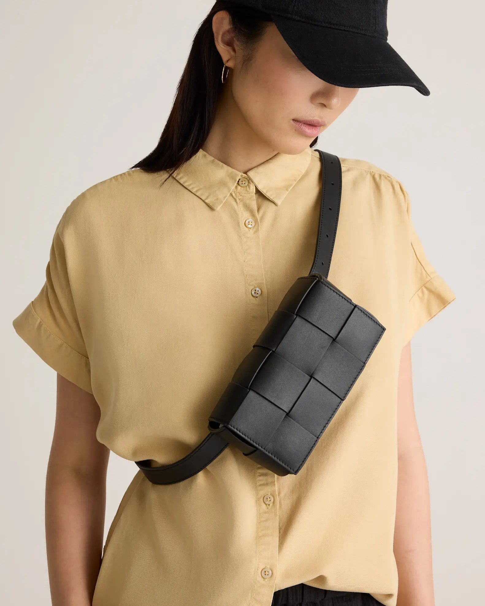 Italian Leather Handwoven Box Belt Bag | Quince