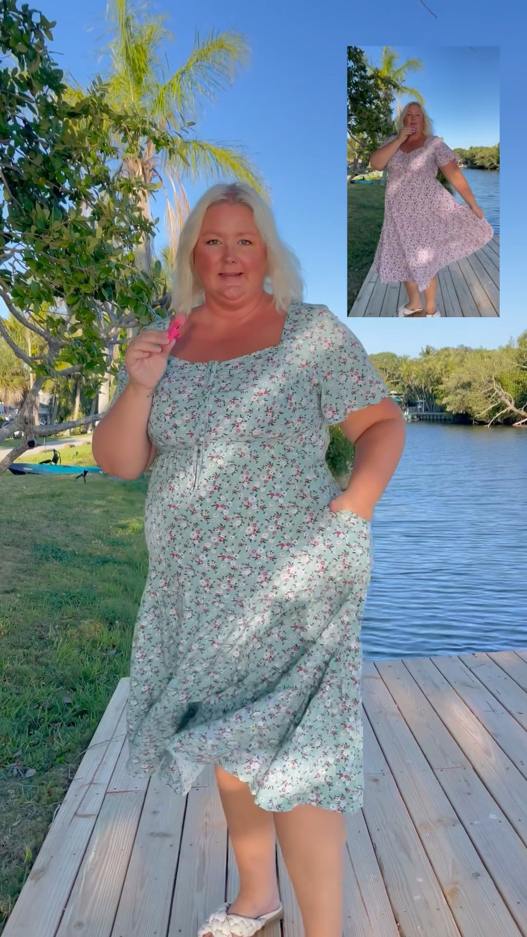 This dress looks GOOD on any body shape! Just something about a classic empire waist that just does it for me. And the adjustable neckline is a major bonus - a little lower for date night, higher for work…makes it a great versatile dress! I wore both of these colors to work last week and got tons of compliments on both! TTS wearing the 18/20!
Just do you babes!
Xoxo
Allie

#LTKPlusSize #LTKFindsUnder50 #LTKWorkwear