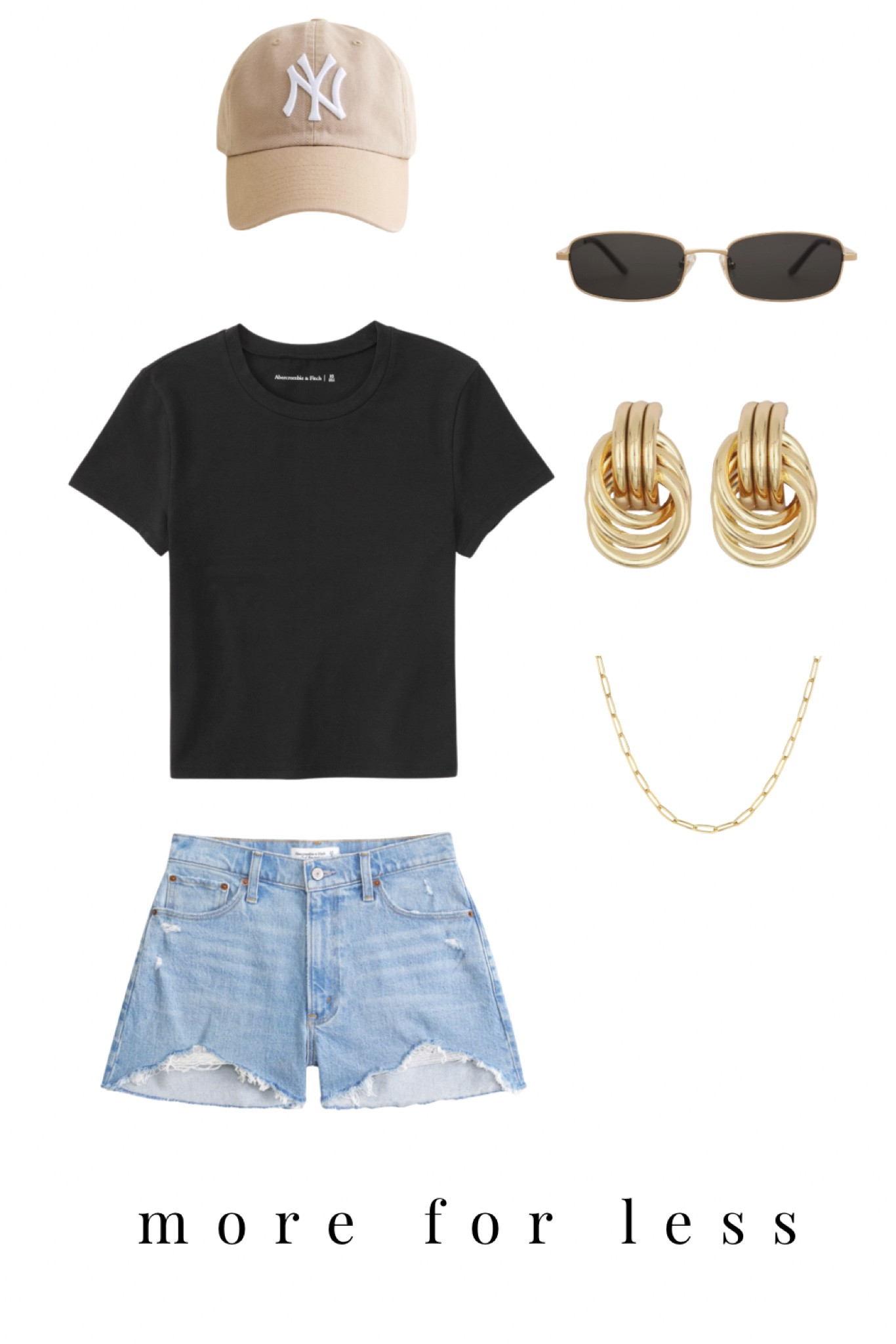 Basic outfit ideas for the summer!! 

#basicoutfit #summerfit #outfitideas #blacktop #goldearrings #jeanshorts #momshorts 

#LTKSeasonal #LTKstyletip