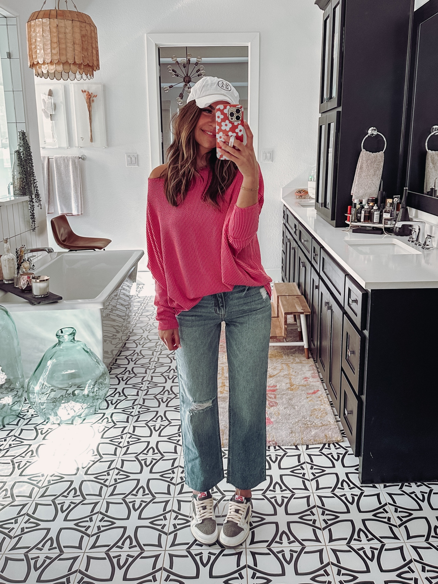 red dress birthday code!! 20% off HBDAMBER20 | size small in this dolman sleeve sweater and size 26 in this denim for this classic momiform fit!  

#LTKHalloween #LTKstyletip #LTKHoliday