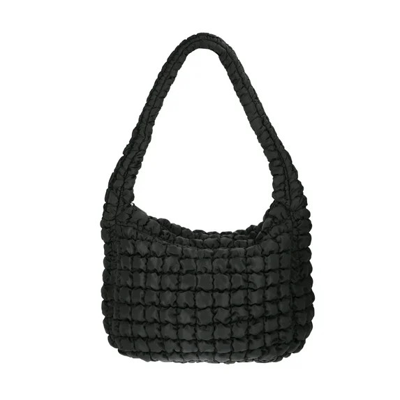 No Boundaries Women's Oversized Quilted Hobo Bag, Black | Walmart (US)
