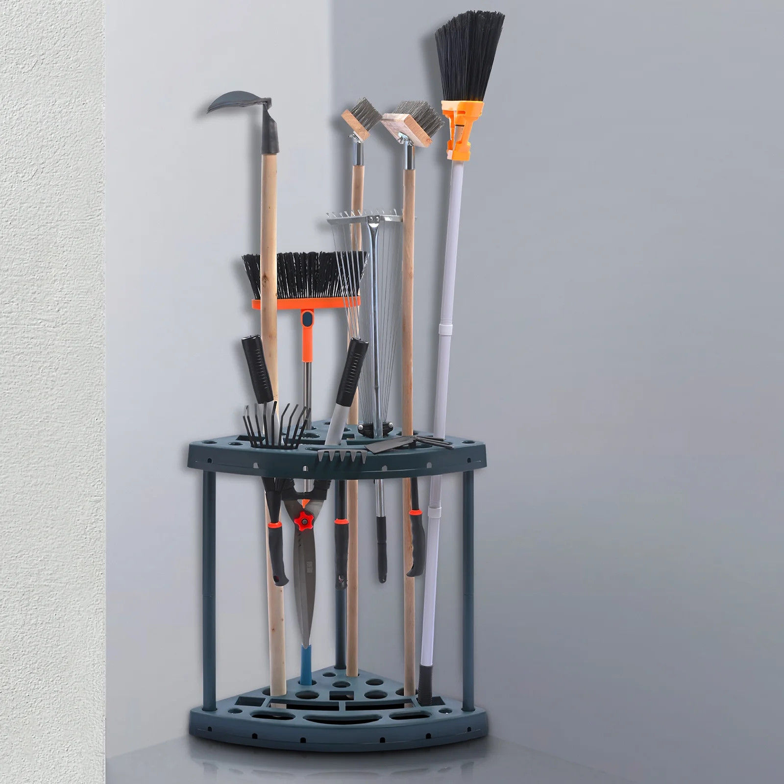 SKYSHALO Corner Garden Tool Storage Rack Garage Organizer 19 Slots Broom Mop Holder | Walmart (US)