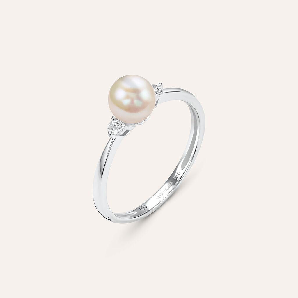 Anello Solitario Gold Pearls Oro Bianco Perla D'Acqua Dolce Diamante | Stroili IT