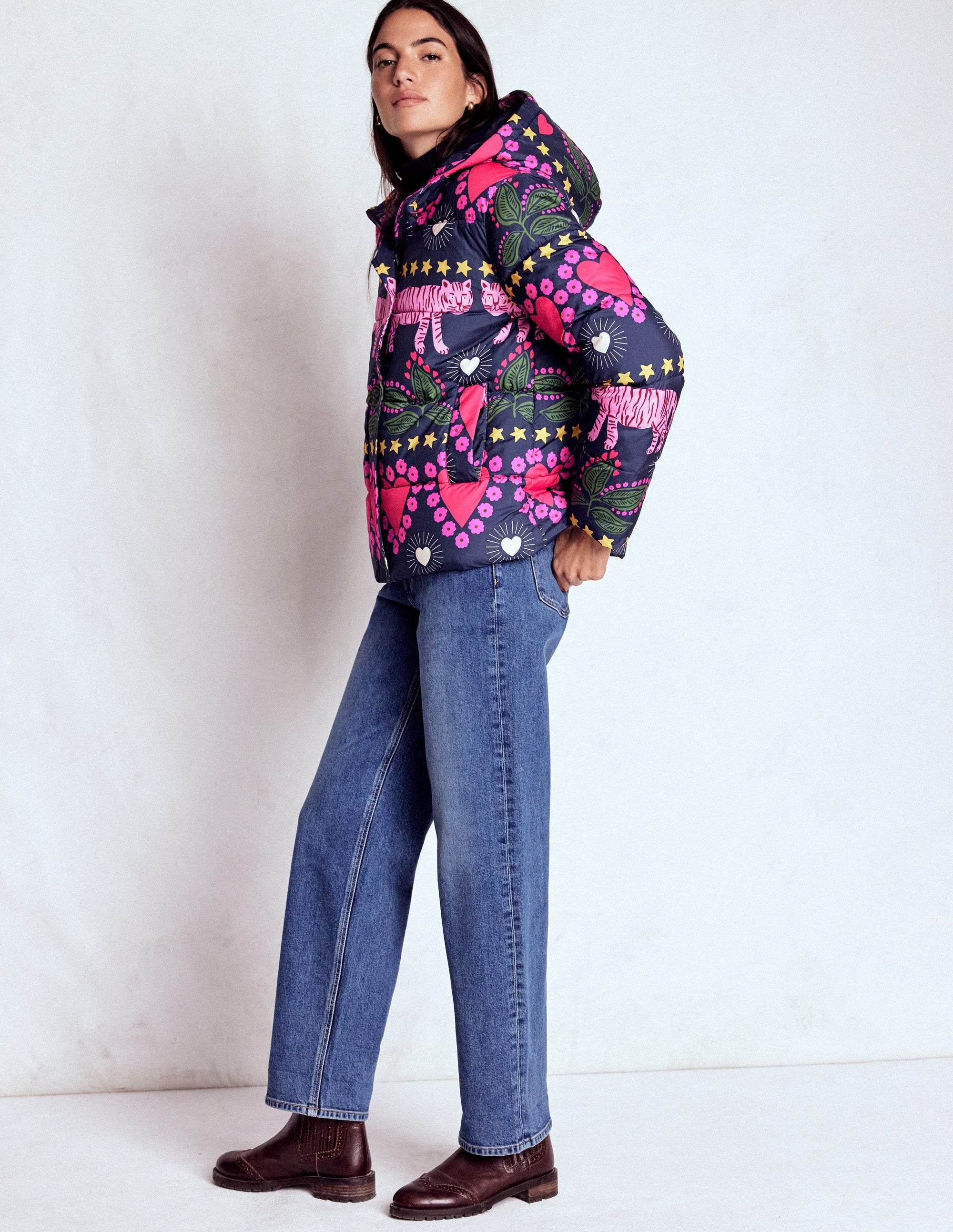 Padded Puffer Coat-French Navy, Embellished Tiger | Boden (US)