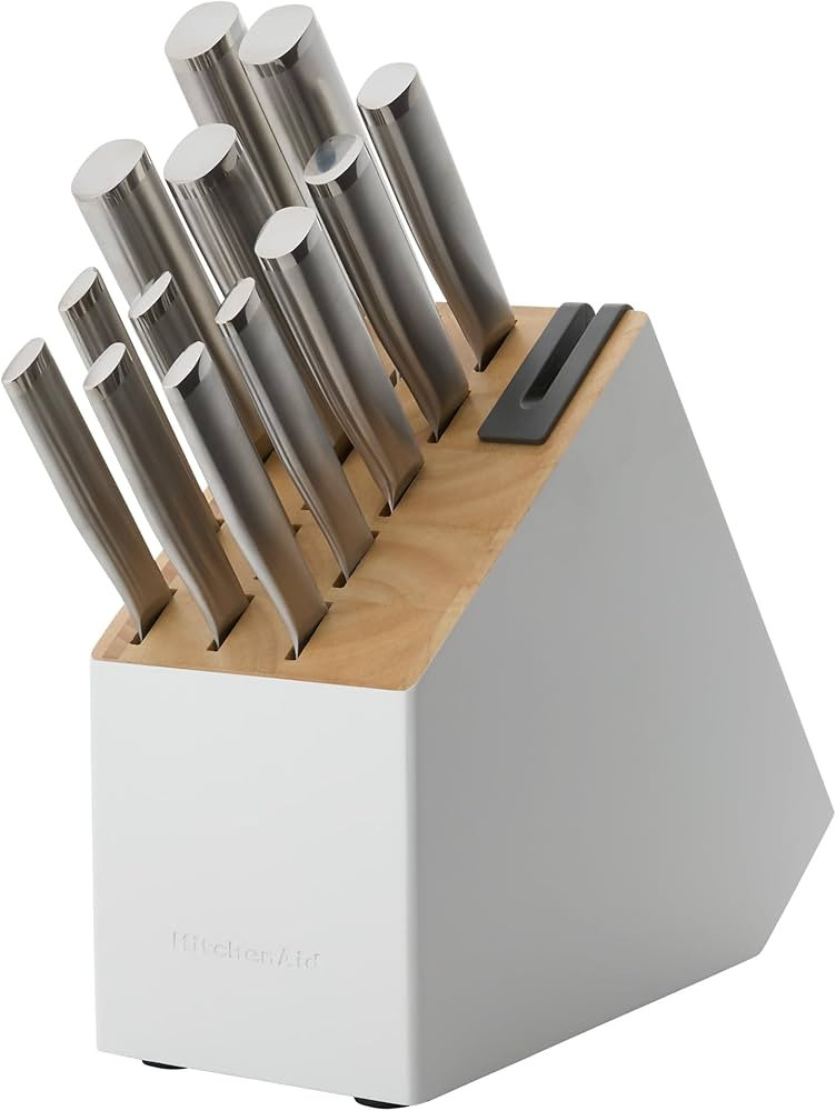 KitchenAid Slim Two-Tone Knife Block Set with Built-In Knife Sharpener, High Carbon Stainless Ste... | Amazon (US)