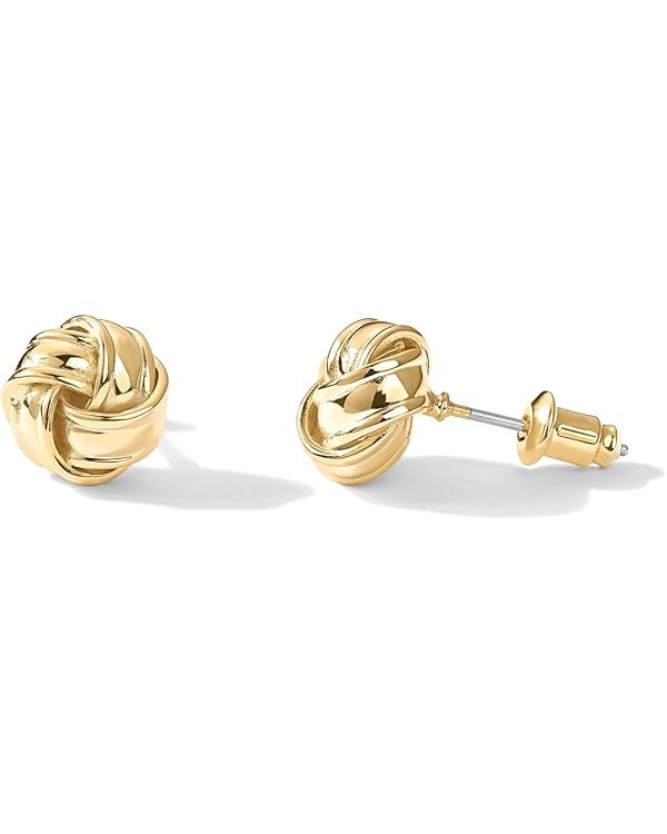 PAVOI 14K Gold Plated Sterling Silver Post Love Knot Stud Earrings | Gold Earrings for Women | Amazon (US)