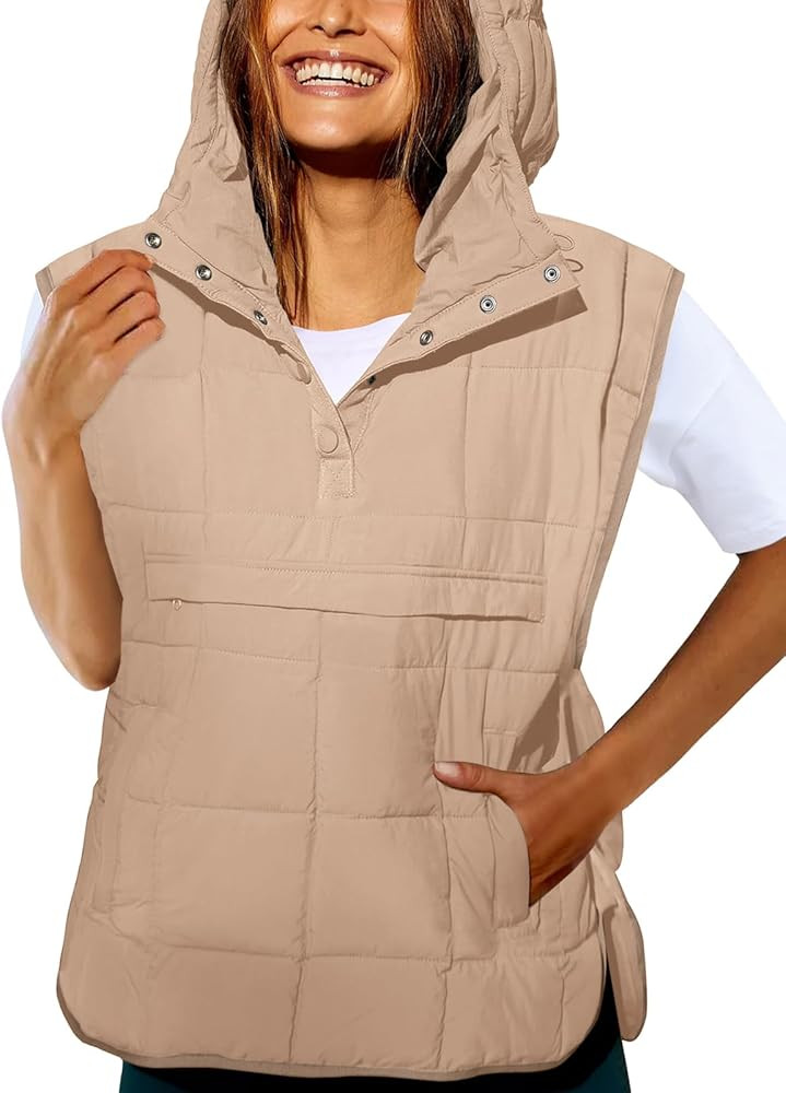 Saodimallsu Women's Quilted Puffer Vest Jacket Oversized Sleeveless Hoodie Pullover Lightweight W... | Amazon (US)