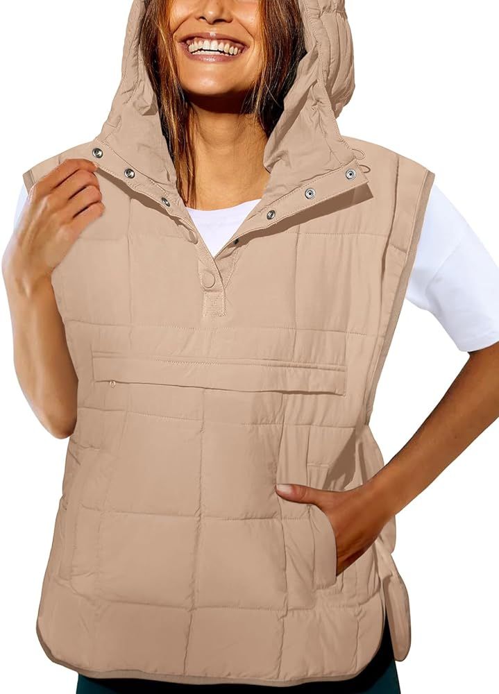 Saodimallsu Women's Quilted Puffer Vest Jacket Oversized Sleeveless Hoodie Pullover Lightweight W... | Amazon (US)