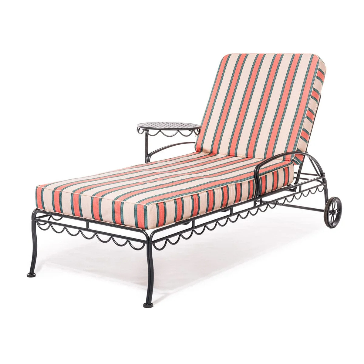 The Al Fresco Sun Lounger in Bistro Pink Stripe on Black Frame | Business & Pleasure Co.