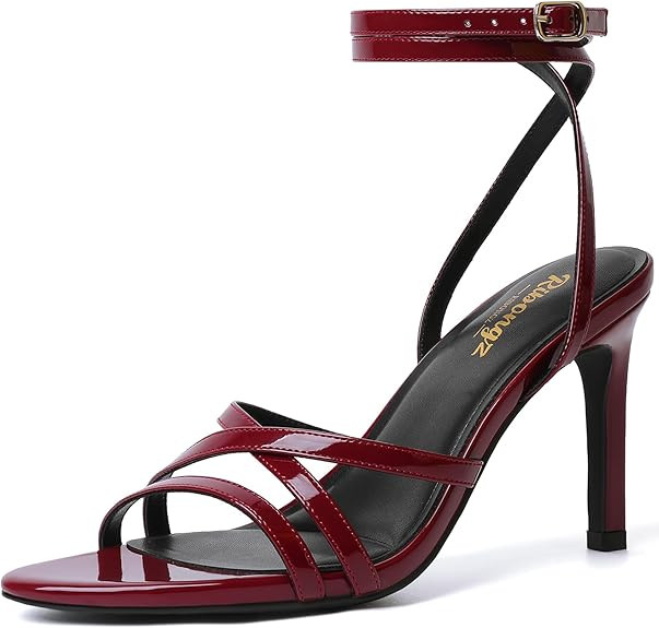 RIBONGZ Strappy Stiletto Kitten Heels Ankle Strap Sexy Heeled Sandals for Women Square Open Toe H... | Amazon (US)