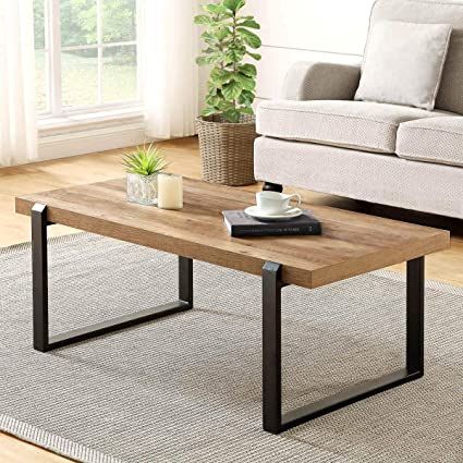 FOLUBAN Rustic Coffee Table,Wood and Metal Industrial Cocktail Table for Living Room, 47 Inch Oa... | Amazon (US)