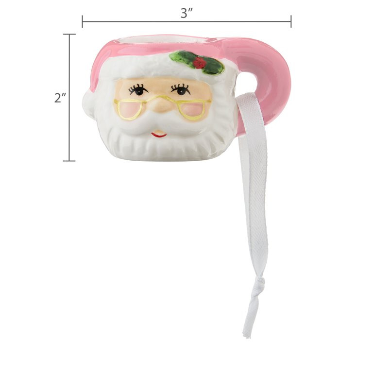 Mr. Christmas Miniature Santa Mug Hanging Ornament Decoration, Pink, 1.45" | Walmart (US)