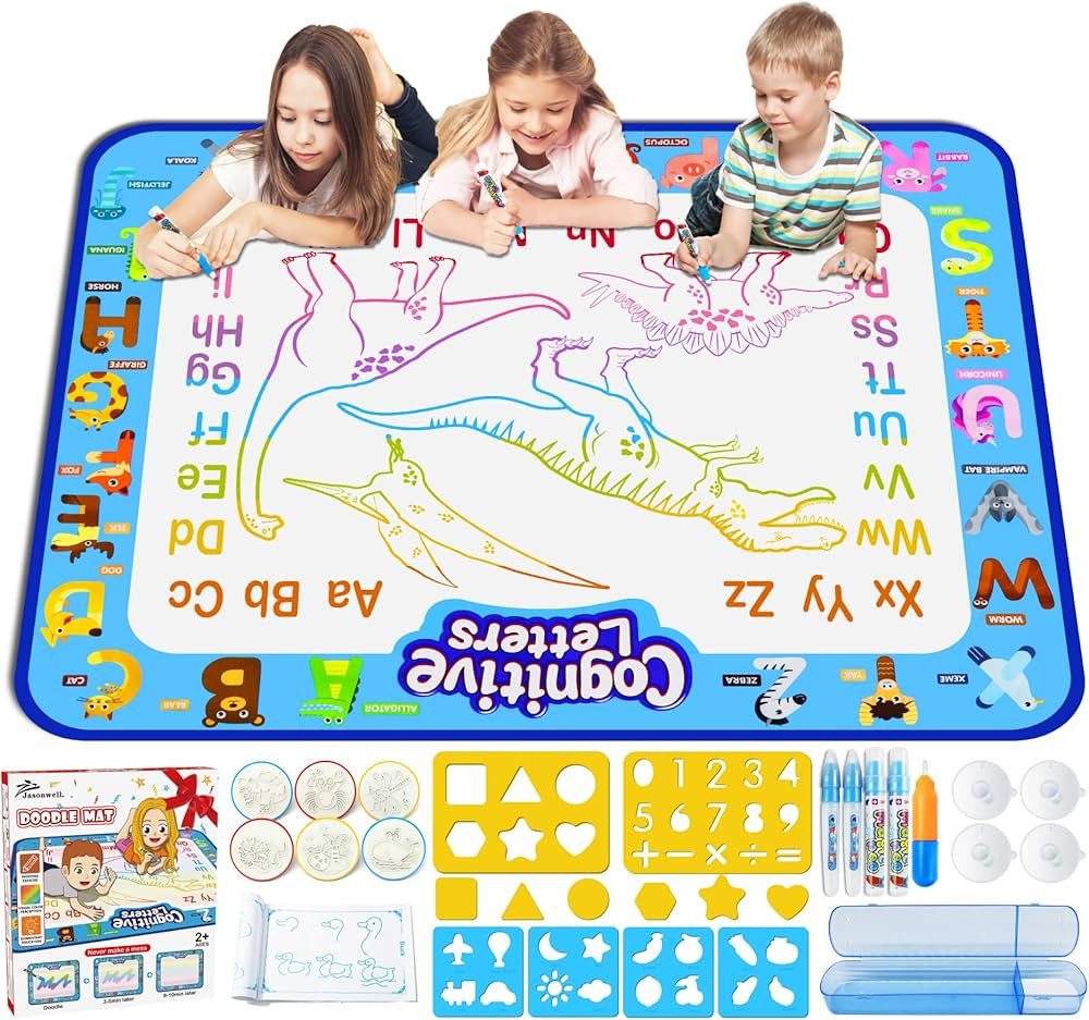Jasonwell Aqua Water Doodle Mat 40 X 32 Inches Extra Large Magic Drawing Doodling Mat Coloring Ma... | Amazon (US)