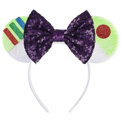 Seamoy Minnie Ears Headband, Yellow Mouse Ears, Sparkle Silver Princess Ears for Women Girls (Buzz Light Year) | Amazon (US)