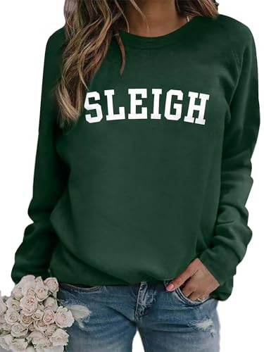 MNLYBABY Sleigh Christmas Sweatshirt Women Merry Christmas Holiday Crewneck Long Sleeve Shirts Fu... | Amazon (US)