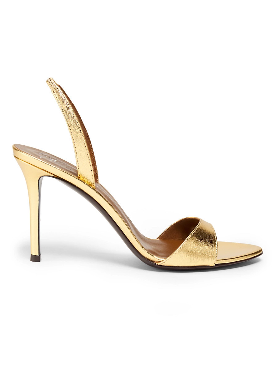 Women's Sophie 90MM Metallic Leather Slingback Sandals - Gold - Size 9.5 | Saks Fifth Avenue