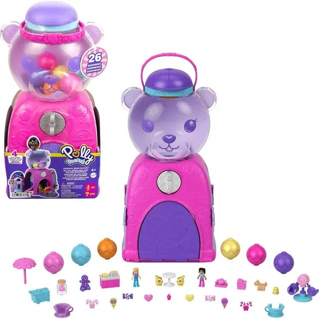 Polly Pocket Gumball Bear Playset, Travel Toy with 2 Micro Dolls and 26 Surprise Accessories | Walmart (US)