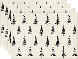 Artoid Mode Beige Xmas Tree Christmas Placemats Set of 4, 12x18 Inch Winter Table Mats for Party ... | Amazon (US)
