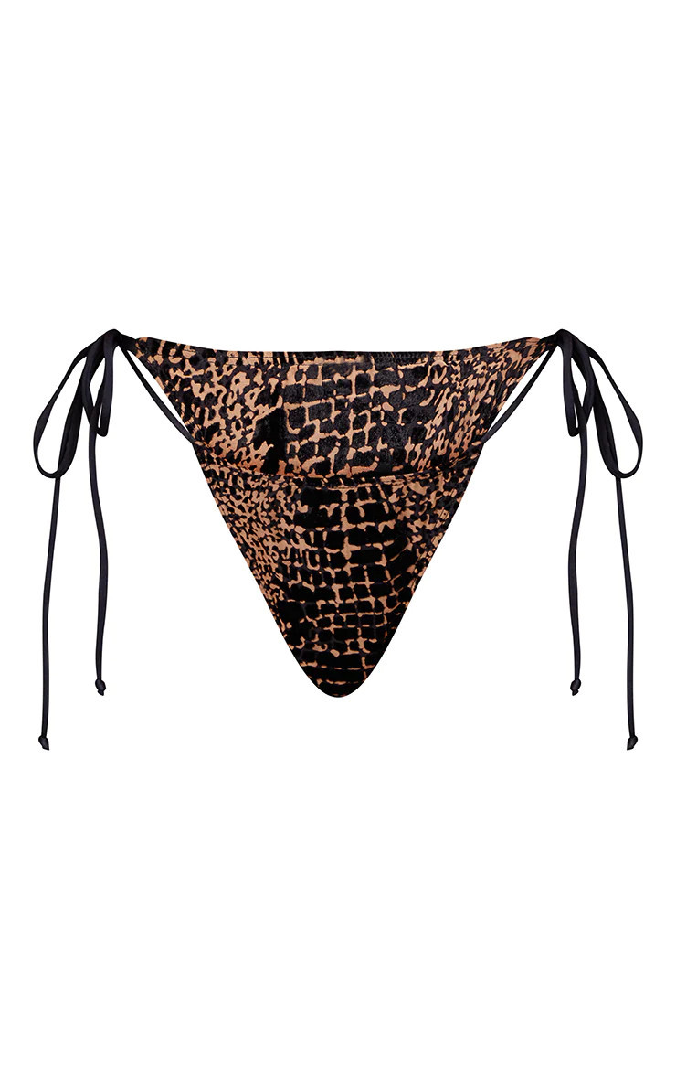 Stone Devore String Side Bikini Bottoms | PrettyLittleThing US