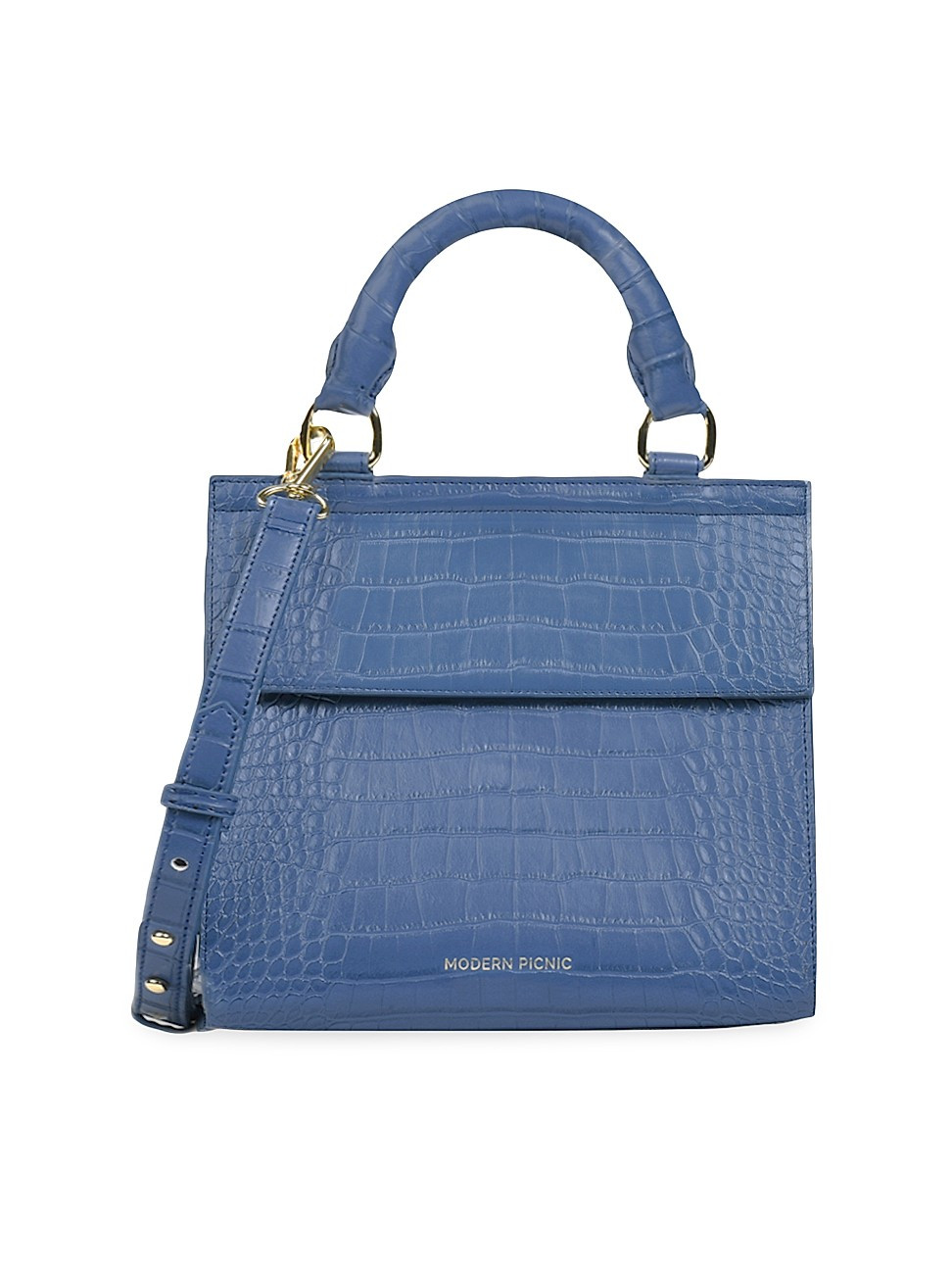 Women's Mini Luncher Croc-Embossed Vegan Leather Bag - Slate Croc | Saks Fifth Avenue