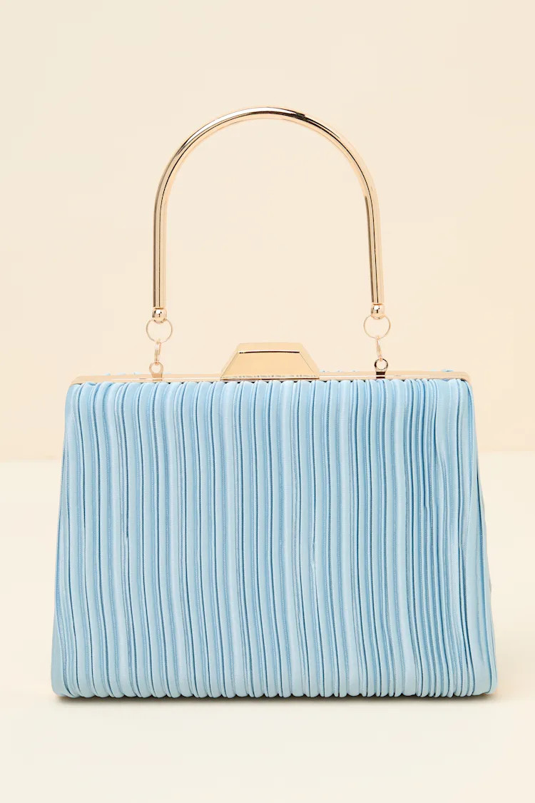 Ezra Light Blue Pleated Crossbody Clutch | Lulus