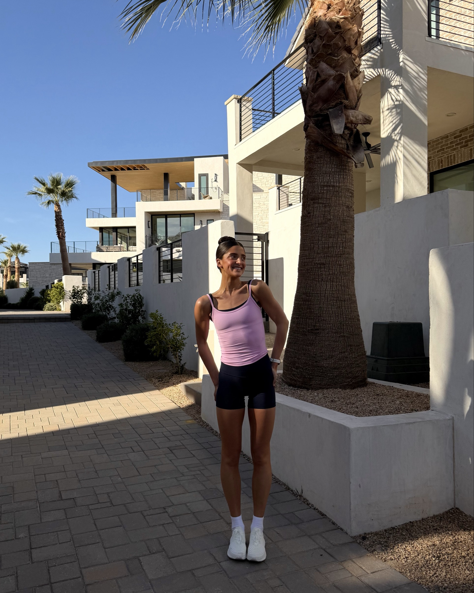 Wearing XS tank & bra and size 2 shorts 