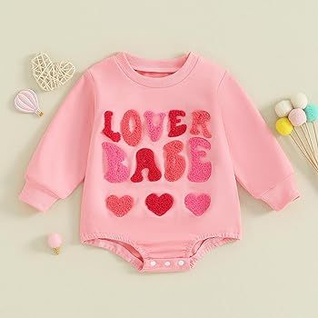 LAGKIYOJ Baby Girl Boy Valentines Day Outfits Long Sleeve Bubble Romper Newborn Sweatshirt Infant... | Amazon (US)