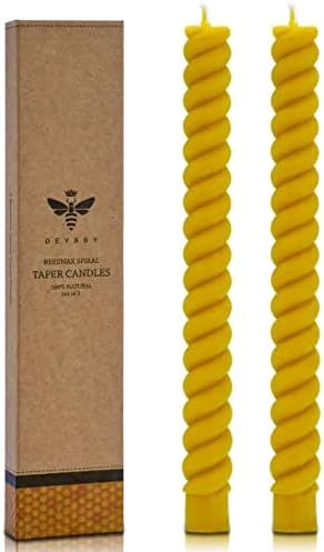 Amazon.com: DEYBBY Natural Viral Beeswax Candles, Dripless and Smokless 10 inch Twisted Pure Bees... | Amazon (US)