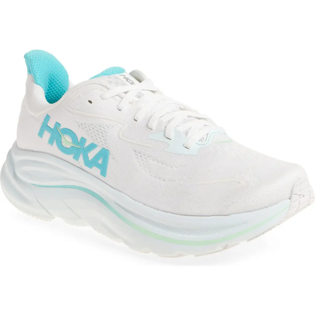 HOKA Clifton 10 Running Shoe in White /Cielo Blue at Nordstrom, Size 5.5 | Nordstrom