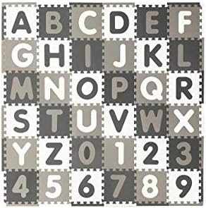 Tadpoles Soft EVA Foam 36Piece ABC Playmat Set, 74x 74 (36 Sq'), Grey/White, 36 Sq Ft | Amazon (US)