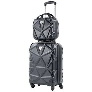 Gem 2-Piece Black Carry-On Spinner Cosmetic Suitcase | The Home Depot
