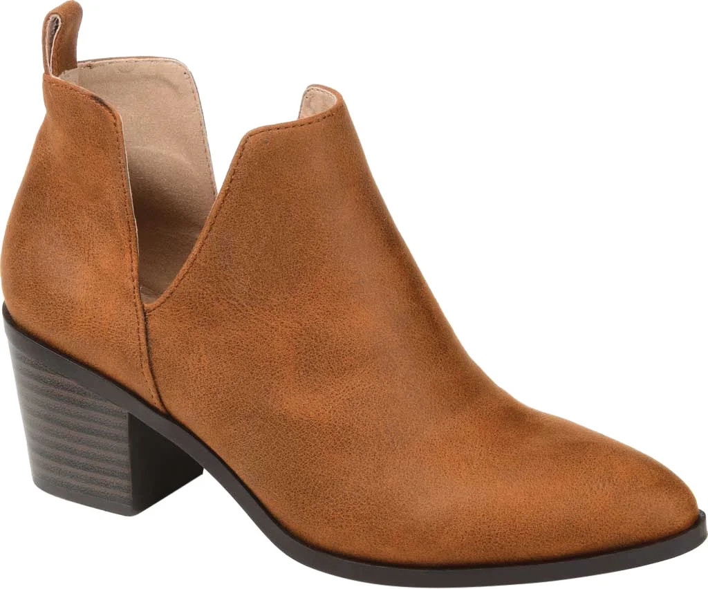Women's Journee Collection Lola Cut Out Ankle Bootie Brown Faux Suede 8.5 M | Walmart (US)