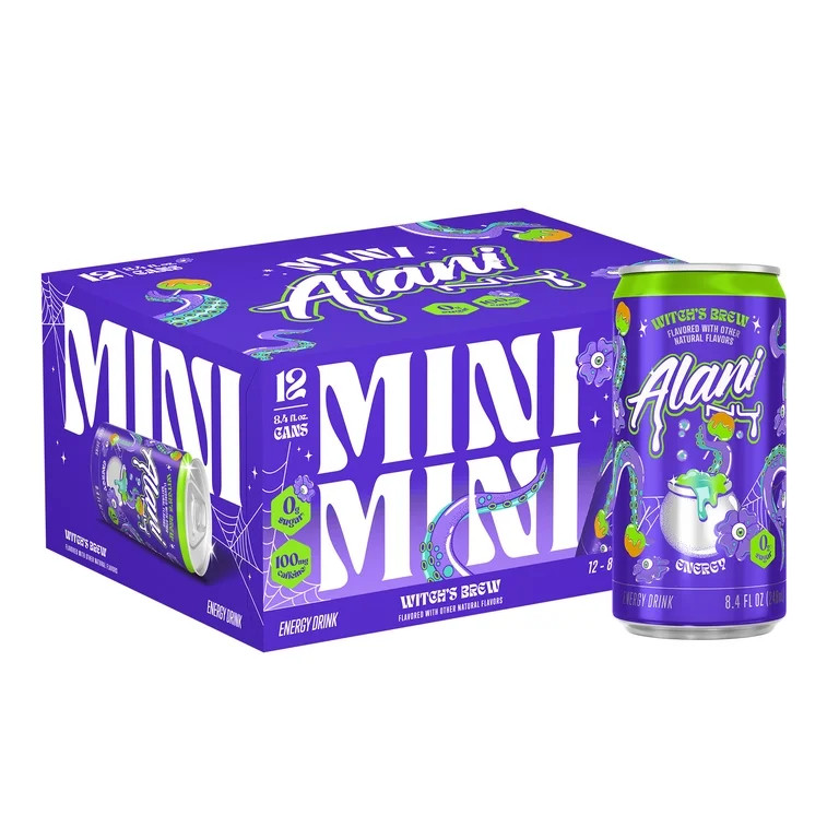 Alani Nu Sugar Free Energy Drink Mini, Witch's Brew, 8.4 fl oz, 12 Pack, Cans, 100mg Caffeine | Walmart (US)