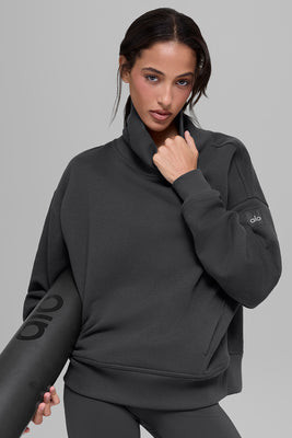 Hazy Mock Neck Pullover - Anthracite | Alo Yoga