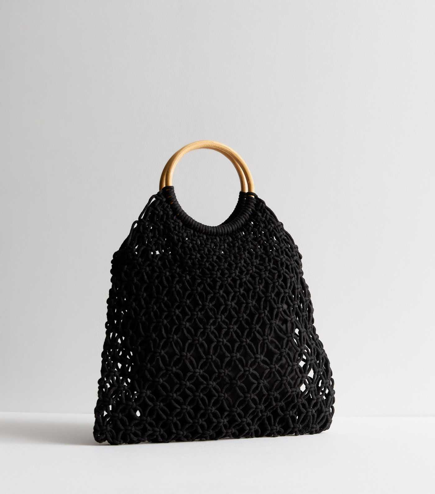 Black Crochet Circle Handle Bag | New Look | New Look (UK)