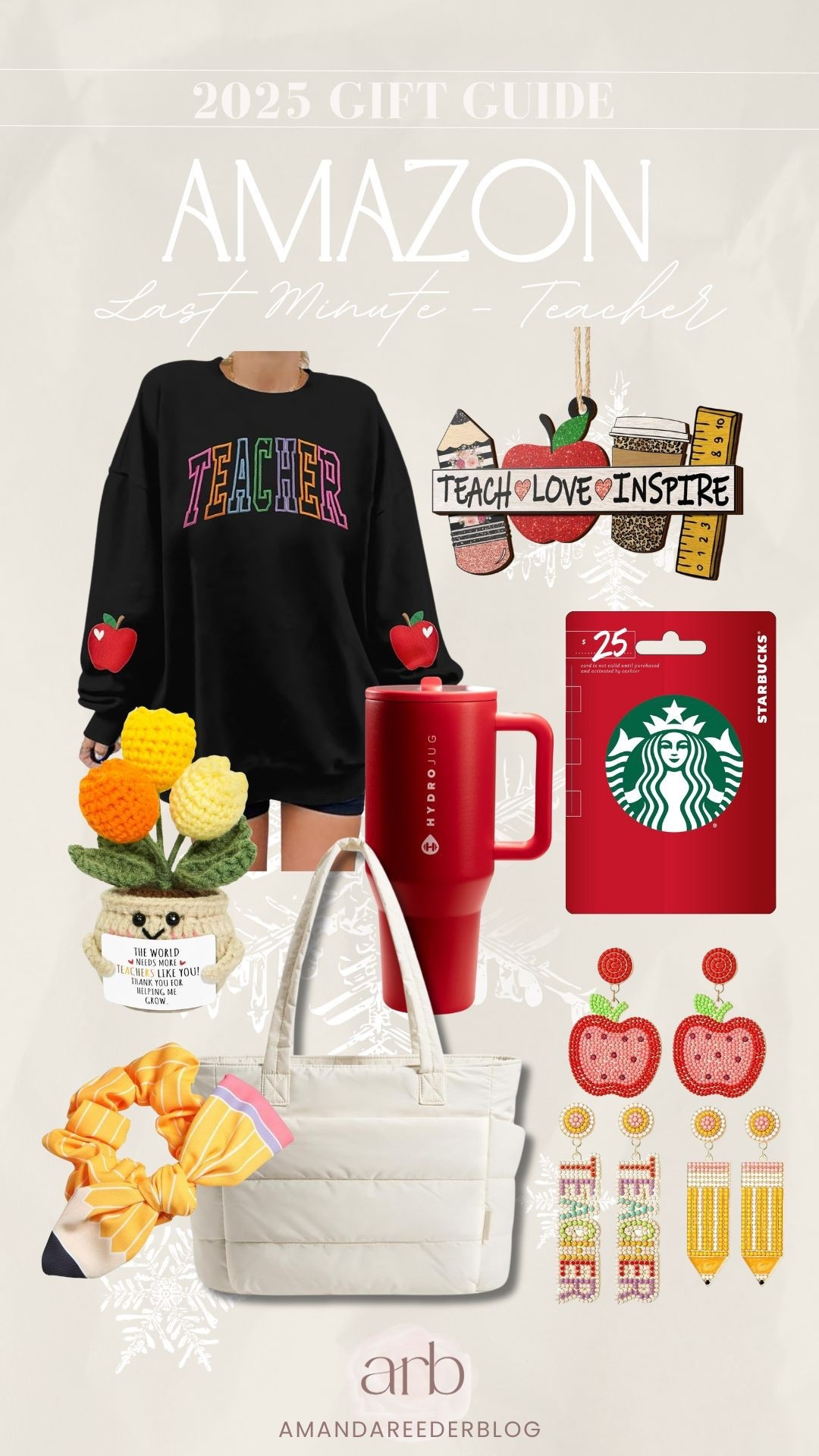 Last-minute teacher gifts 🍎✨ Easy Amazon finds they’ll actually love - cute, practical, and perfect for showing appreciation!

teacher gift ideas, Amazon teacher gifts, last minute teacher gifts, teacher sweatshirt, Starbucks gift card, teacher tote bag, teacher earrings, apple earrings, teacher appreciation gifts, affordable teacher gifts

#LTKGiftGuide #LTKHoliday #LTKFindsUnder50