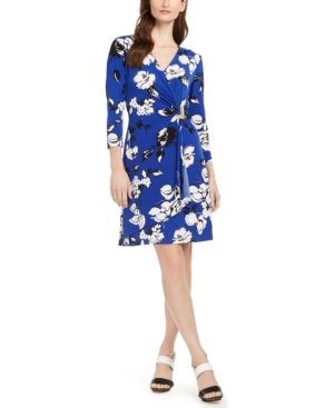 Calvin Klein Floral-Print Faux-Wrap Dress, Created for Macy's | Macys (US)
