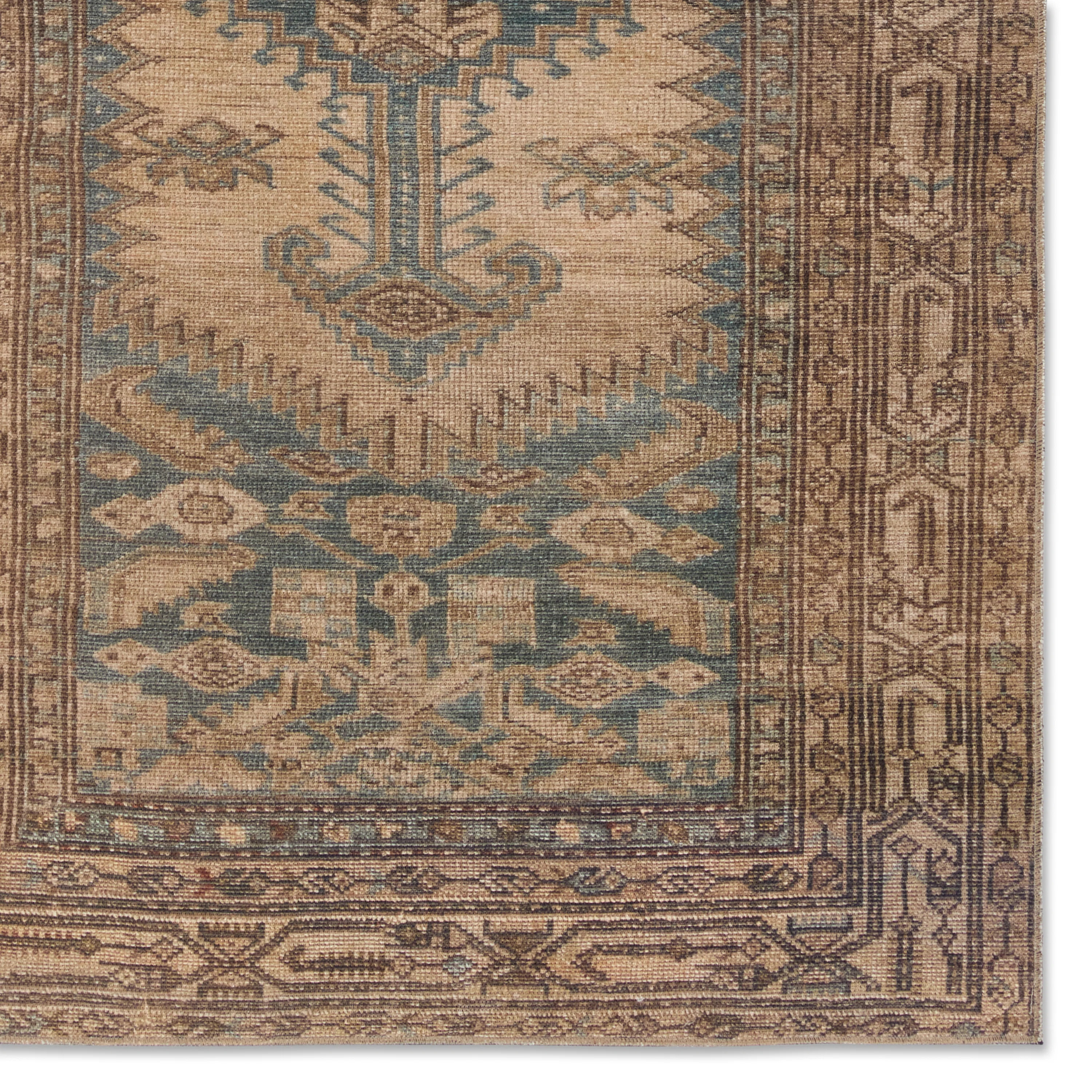 Birch Lane™ Machine Washable Oriental Machine Woven Polyester Area Rug in Brown/Blue/Tan & Revi... | Wayfair North America