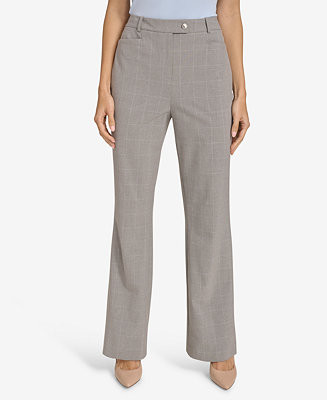 Women's Check Print Wide-Leg Pants | Macy's