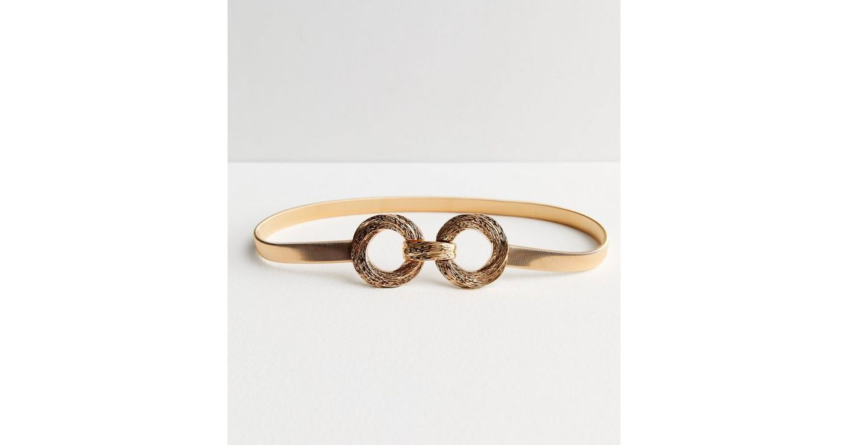 Gold Metal Circle Buckle Stretch Chain Belt | New Look | New Look (UK)
