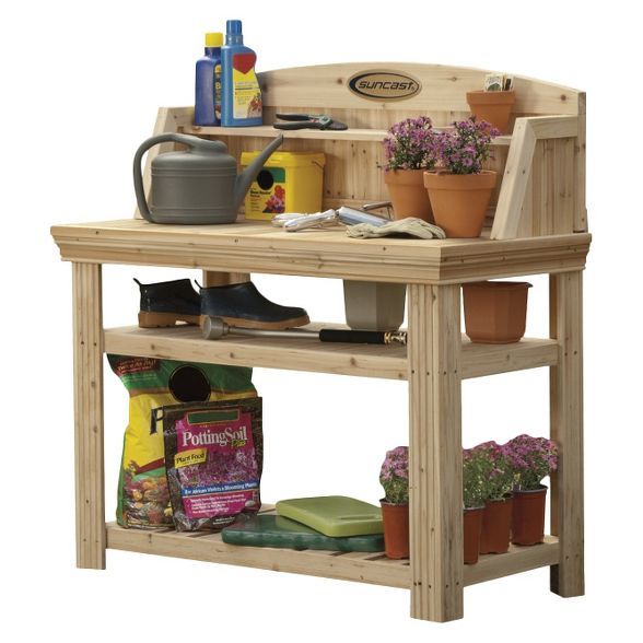 Cedar Rectangular Potting Bench - Brown - Suncast | Target