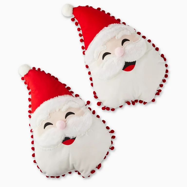 Holiday Time Christmas 15 inch Santa Decorative Pillows Plush, 2-pack | Walmart (US)