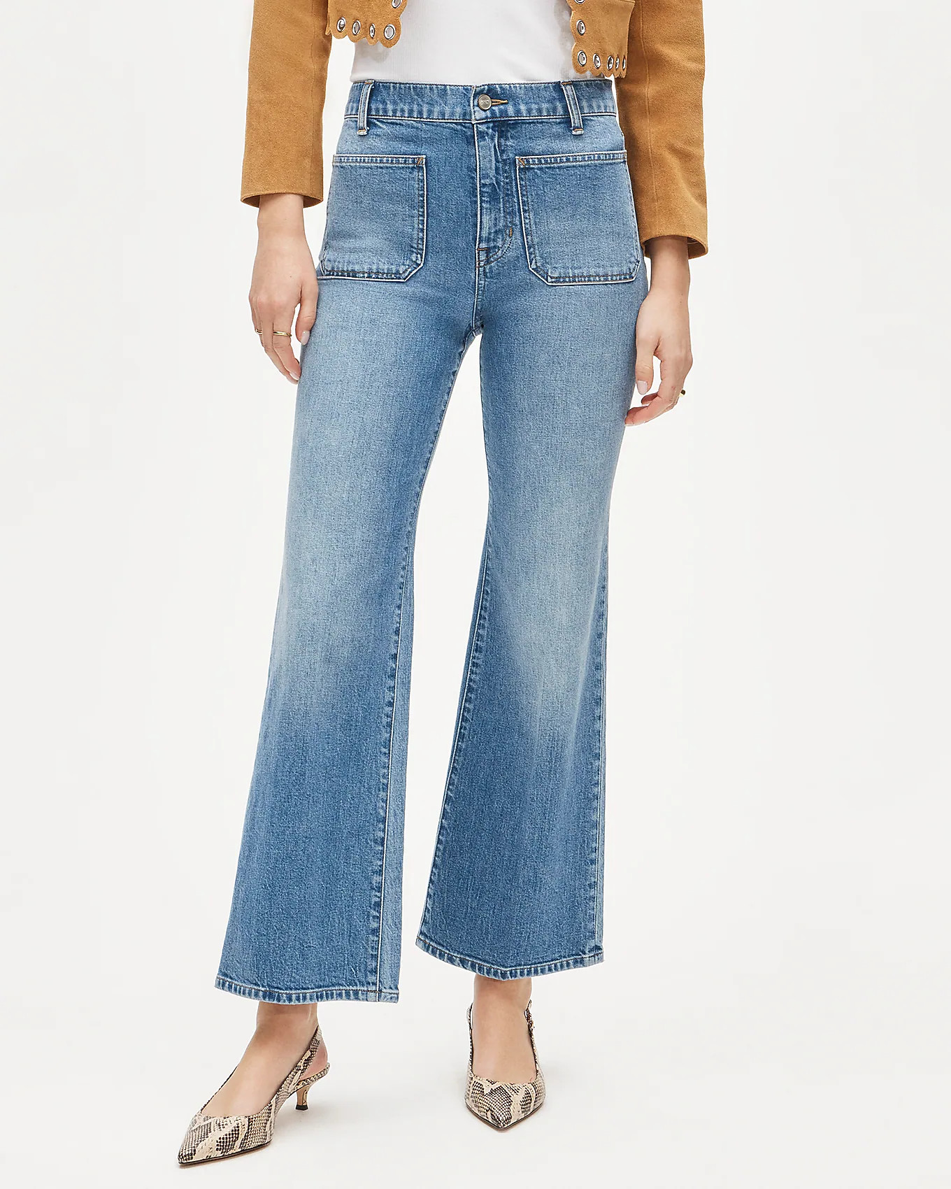Charley kickout cropped jean in semi-stretch with patch pockets | J. Crew US