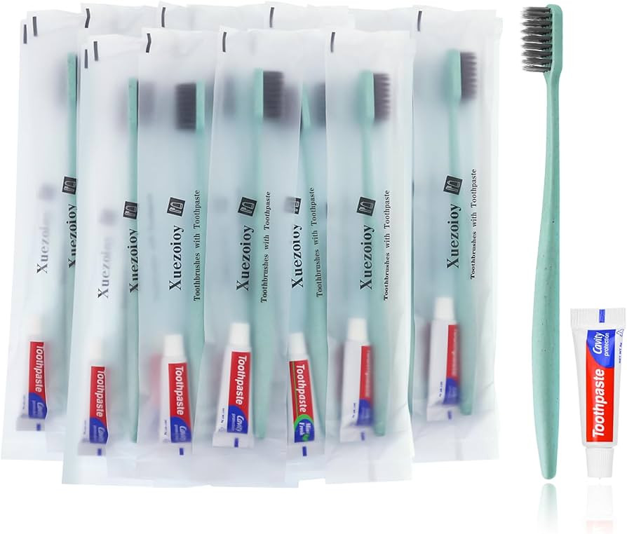 Disposable Toothbrushes with Toothpaste,30 Pack Green Individually Wrapped Disposable Travel Toot... | Amazon (US)