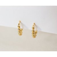 Second Hole Earrings - Tiny Beaded Hoops Ball Huggie Ball Bead Gold Bead Gold | Etsy (US)