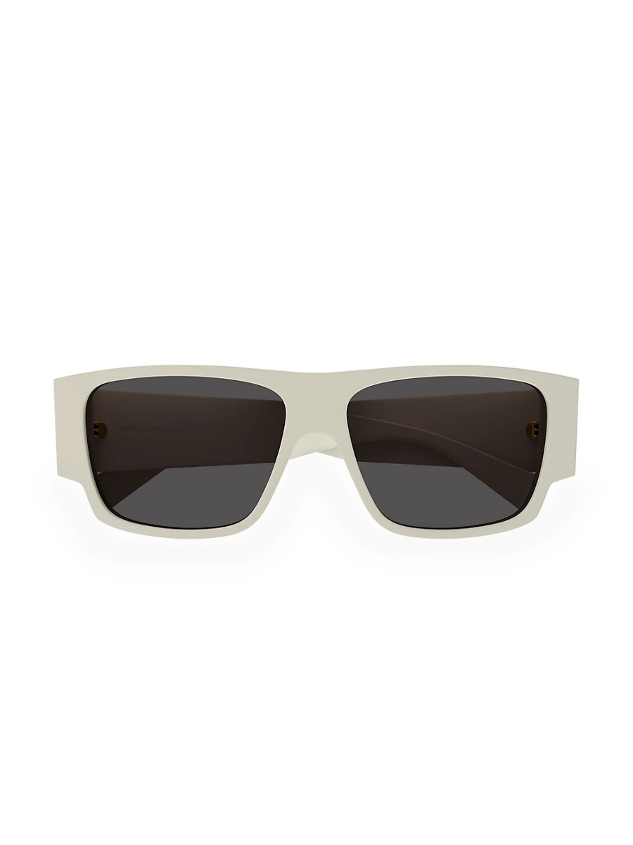 Men's Bold Triangle Stud BV1286S 57MM Square Sunglasses - White Grey | Saks Fifth Avenue