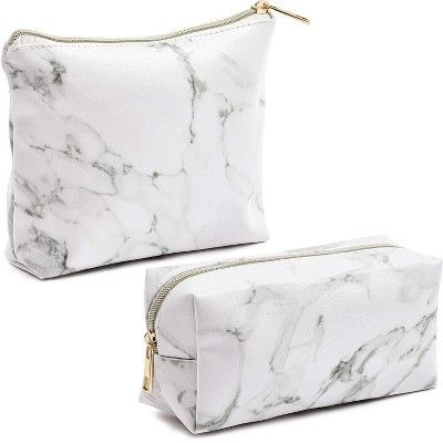 White Marble Printed Cosmetic Travel Pouch Set for Makeup Supplies (2 Pack) | Target
