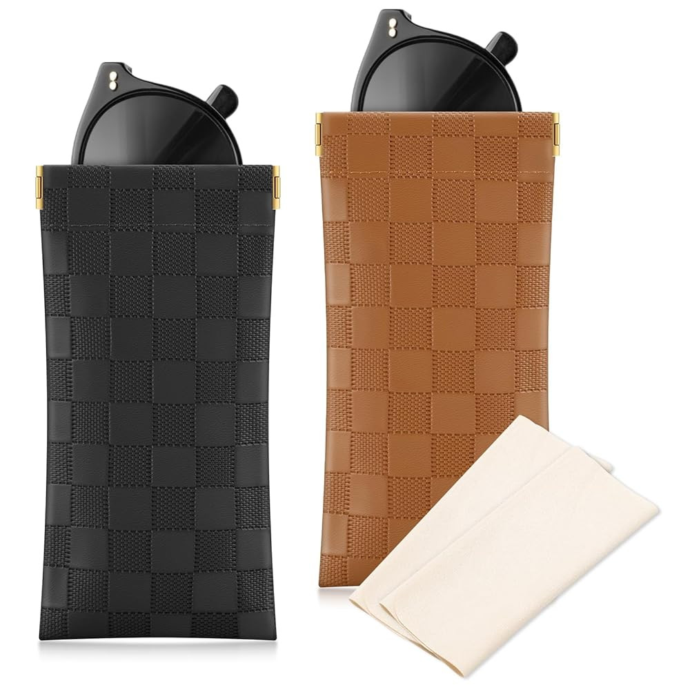 Sightor Sunglasses Case, 2 Pcs Soft Eyeglass Cases Checkered Sunglass Case Portable Squeeze Top L... | Amazon (US)