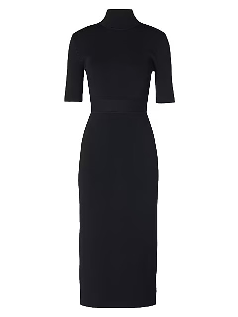 Scanlan Theodore Belted High-Neck Short-Sleeve Dress | Saks Fifth Avenue